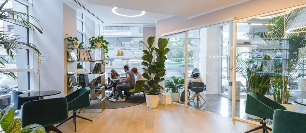 Modern office with plants